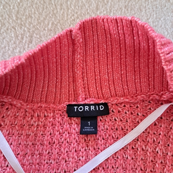 Torrid Cardigan Sweater Waflle Knit Open Cardigan Torrid Size 1  14 /16 XL Coral - Picture 10 of 13